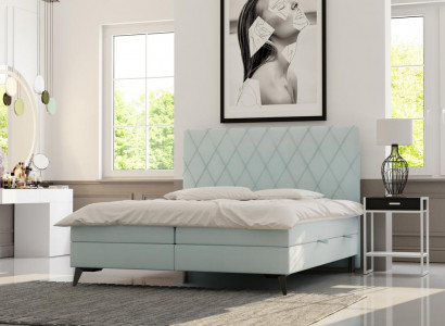 Bedroom bed luxury furniture upholstery fabric modern design box spring bed